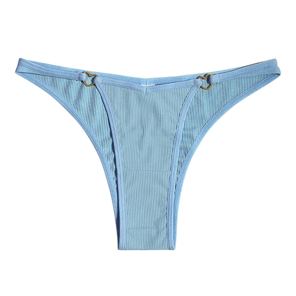 Bikini Woman Soft Underwear High Cut Trunk Ladies Sexy Ribbed Striped Briefs Solid Panties Female Underpants Comfortable Knicke