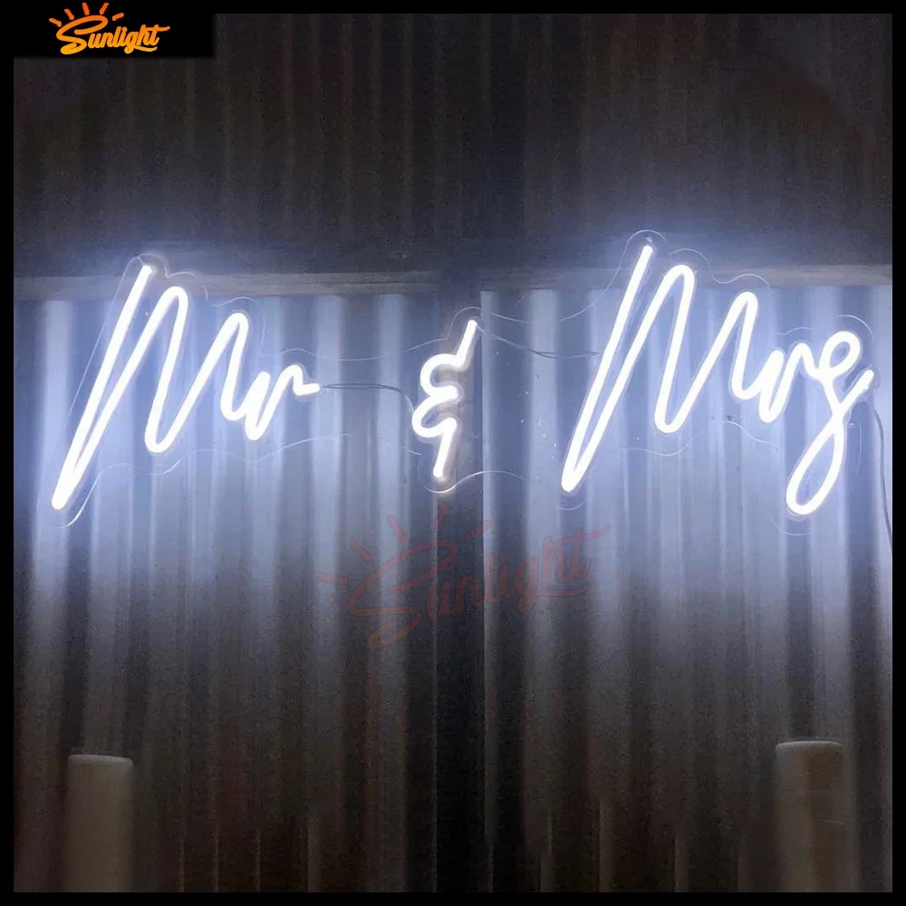 Custom Big Mr Mrs Neon Sign 76 x 30 cm Personalized Neon Sign Mr and Mrs Personalized Lamp Backdrop Family Name Sign