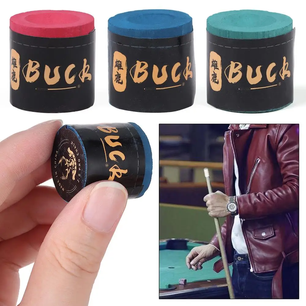 

2Pcs/Set Pool Cue Tip Cue Chalk No-slip Calcium Carbonate Billiard Chalks Blue Green Red Indoor Sport Snooker Accessory