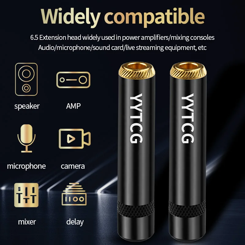 YYTCG 6.35mm female audio cable Welded Plug 6.5 Three core single stereo extension connector 1Pcs