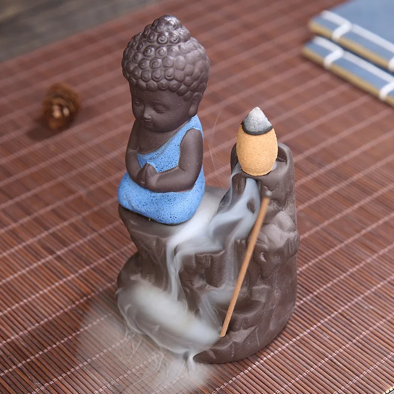 Purple Sand Little Monk High Mountain Water Inserted Incense Line Fumigator Creative Tathagata Backflow Incense Burner Incense