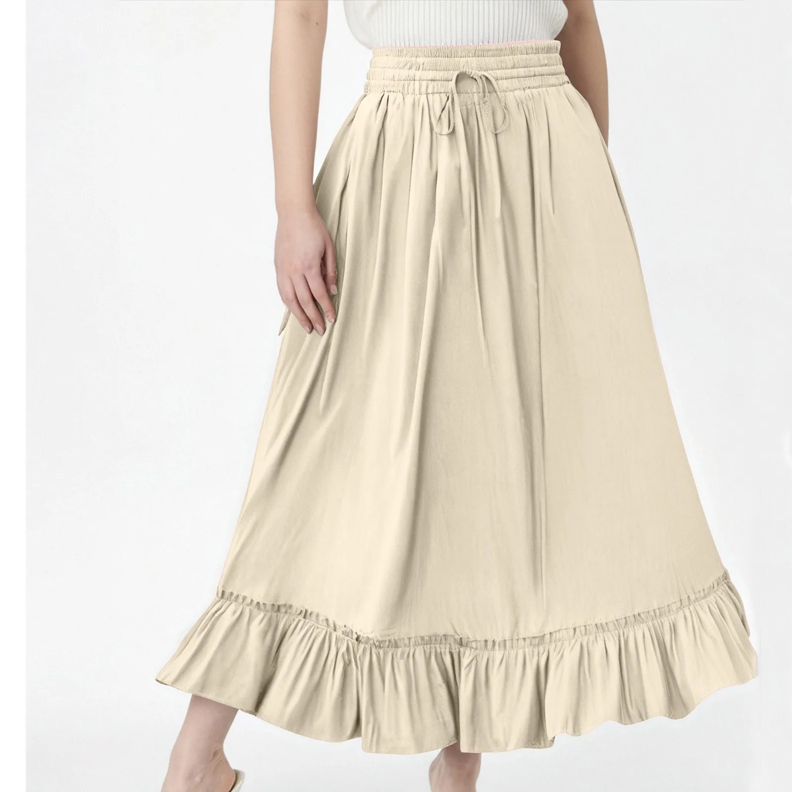 

Short Skirts Women'S Clothing Trend 2025 Women'S Fashionable And Casual Elastic Waistband Drawstring, Black Fungus Edge Pocket