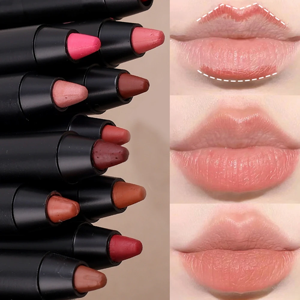 Waterdichte Matte Lipliner Potlood Sexy Rode Contour Tint Lippenstift Aanhoudende Anti-Stick Cup Hydraterende Lippen Make-Up Cosmetica 12 Kleur