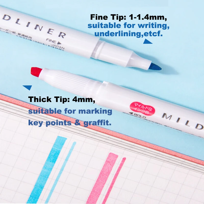 Imagem -02 - Zebra Caligrafia Mildliner Highlighter Grupo Broad Fine Dual Dicas Cores de Tinta Sortidas Marcação Sublinhado Desenho