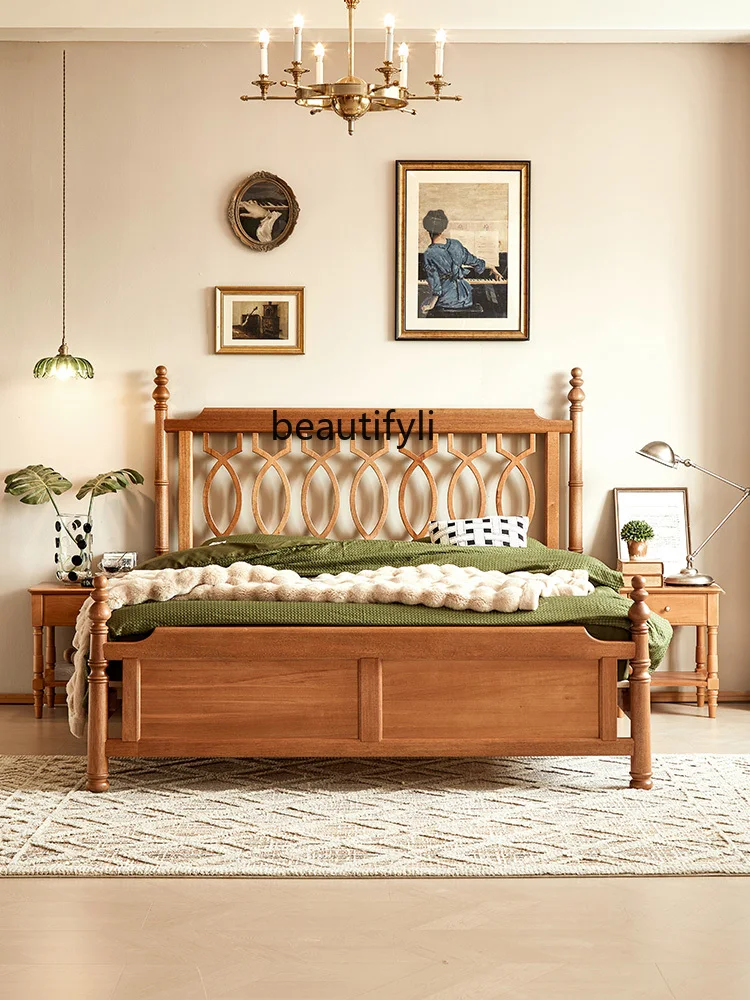 Nordic Solid Wood Bed Windsor Bed 1 M 8 Master Bedroom High-End Cherrywood Double Retro Bed