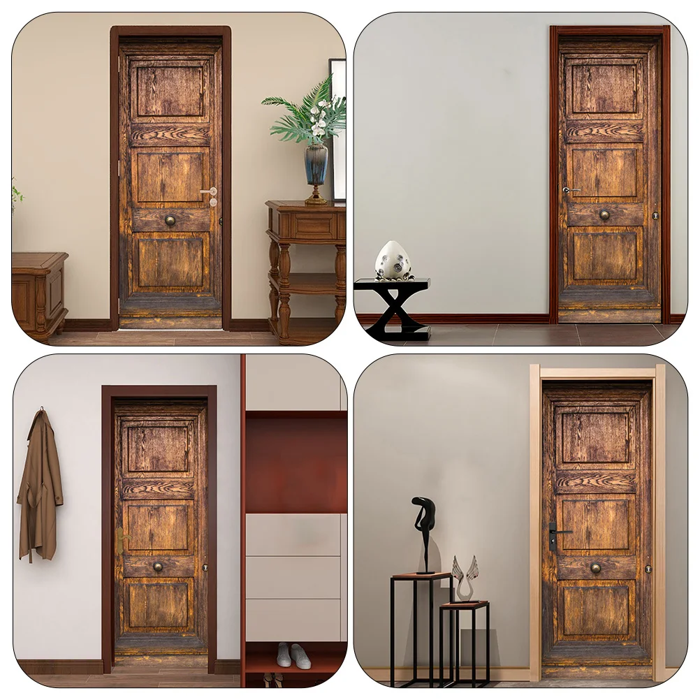 

1Pair Waterproof Door Sticker Removable DIY Door Decal Creative 3D Wall Art Sticker for Home Decor Interior Design