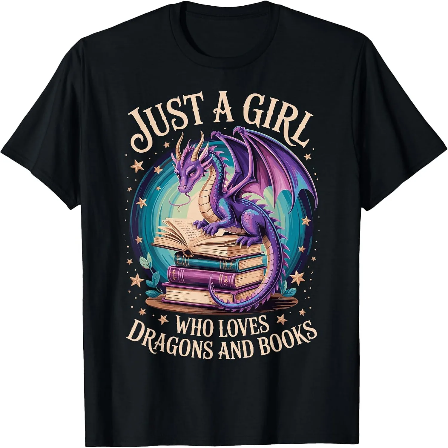 Just A Girl Who Loves Dragons and Books T-Shirt Cotton t-shirt, Vintage t-shirt,