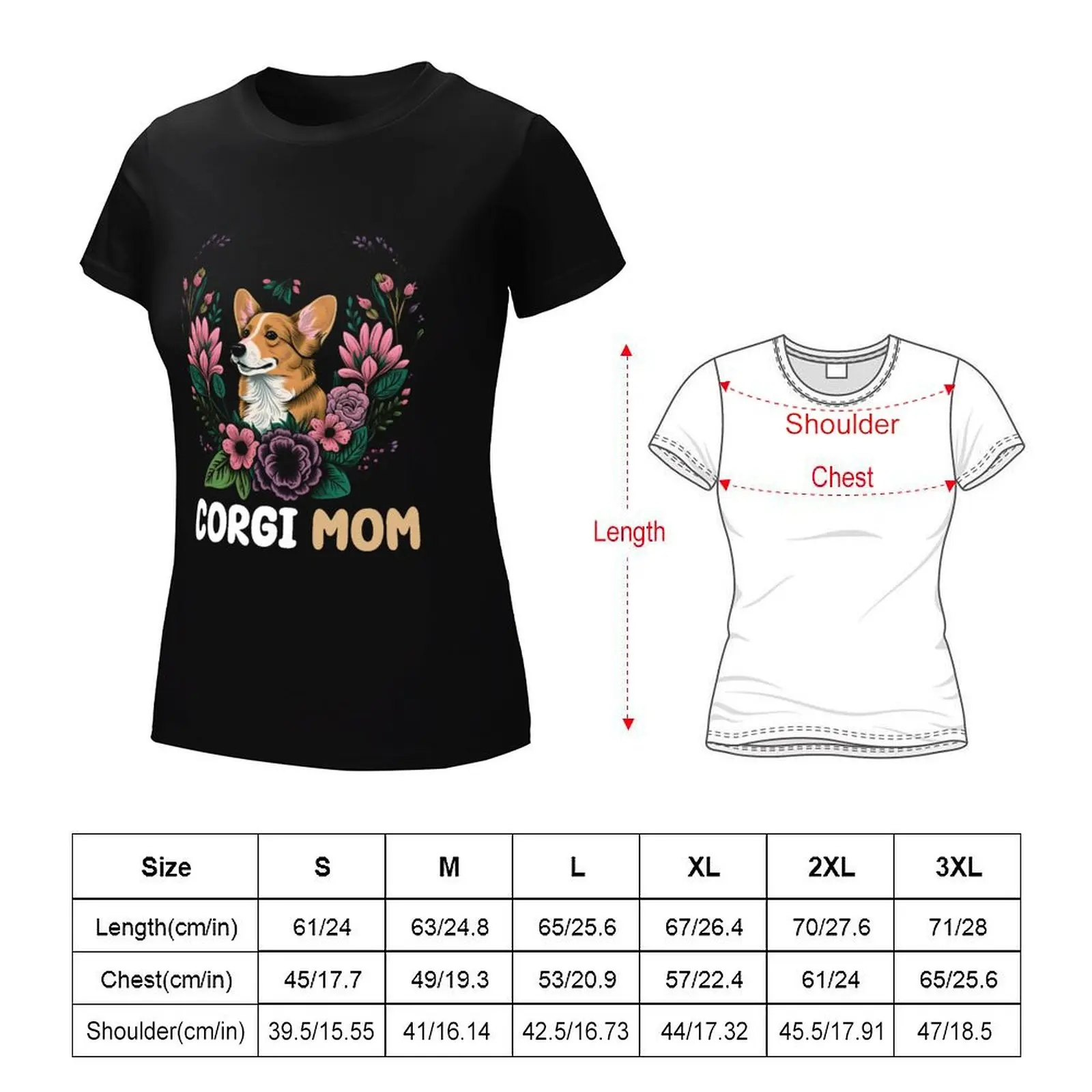 Corgi Mom Mother Flowers Mother's Day Gift Pet Corgi Lovers T-shirt oversized tops Aesthetic clothing tops Women