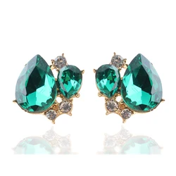 LUBOV 14 Colors Waterdrop Stud Earrings Acrylic Crystal Stone Women Piercing Earrings Trendy Wedding Jewelry Christmas Gift