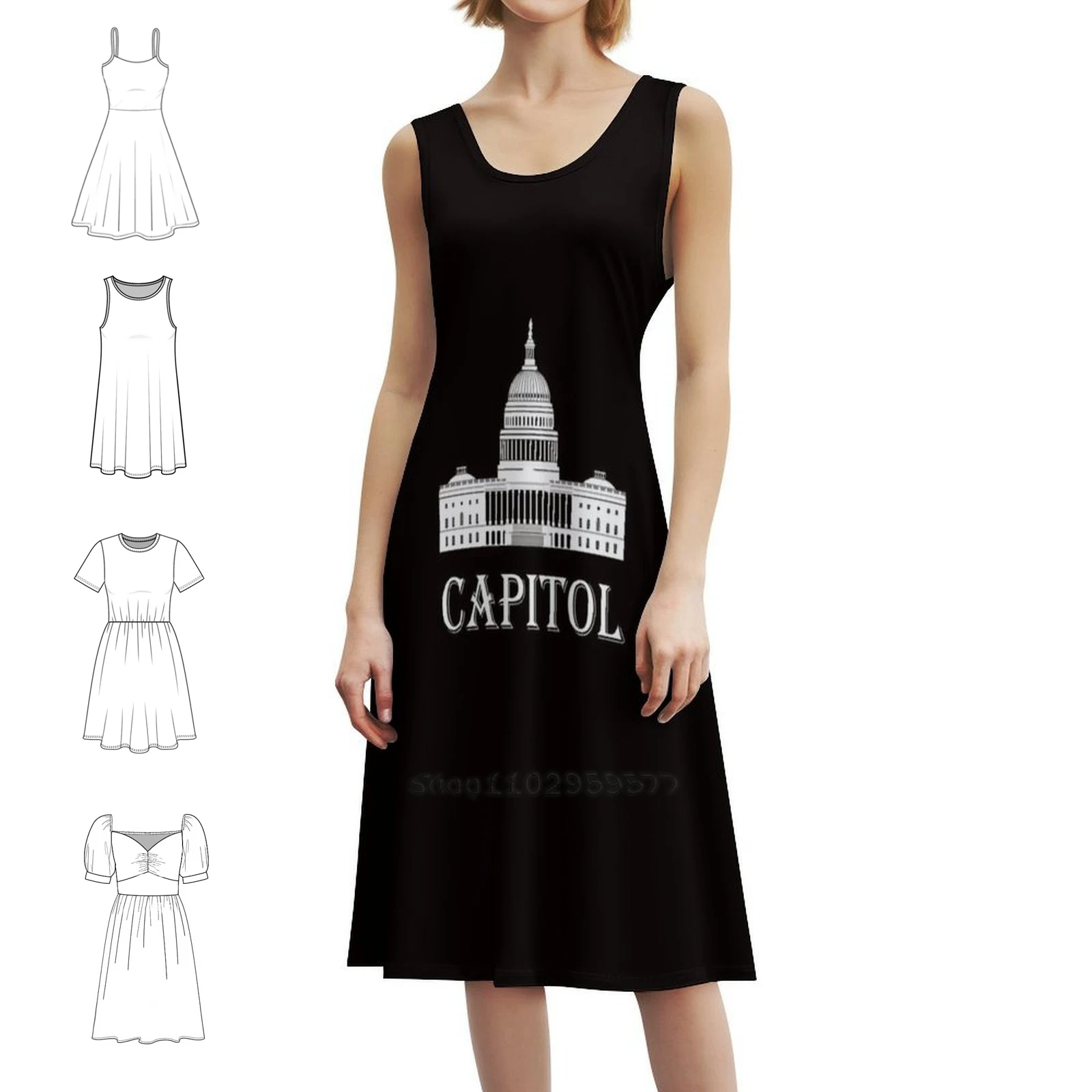 فستان كابيتول بريبي قصير للنساء على شكل حرف A فضفاض مناسب فستان يوم كاجوال ملابس نسائية كابيتول