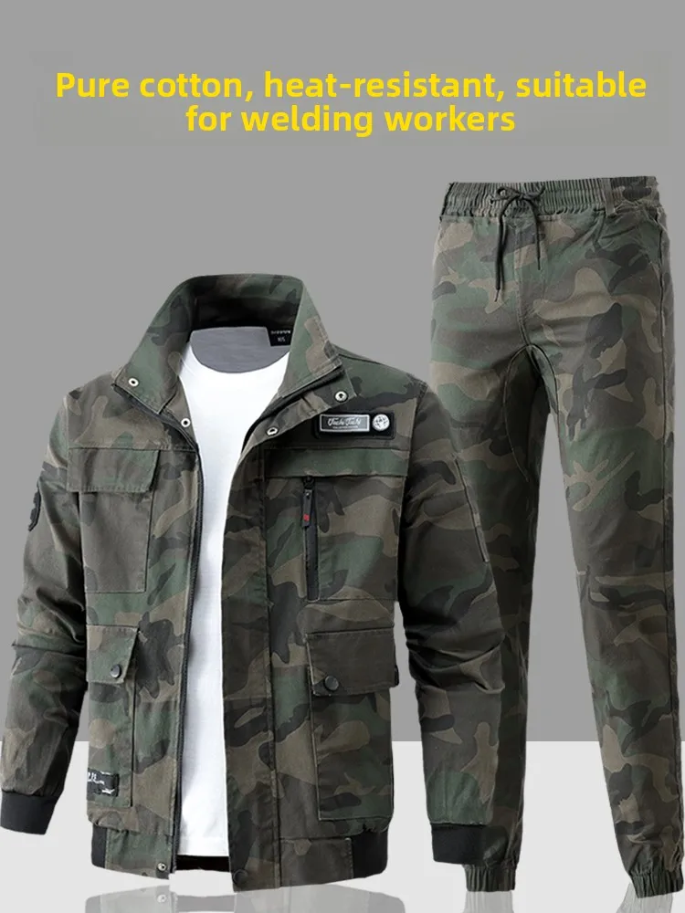 

New Camouflage Workwear Set Pure Cotton Outdoor Resistant to Dirt And Wearable for Men And Women Spring Elastic Labor Protect...