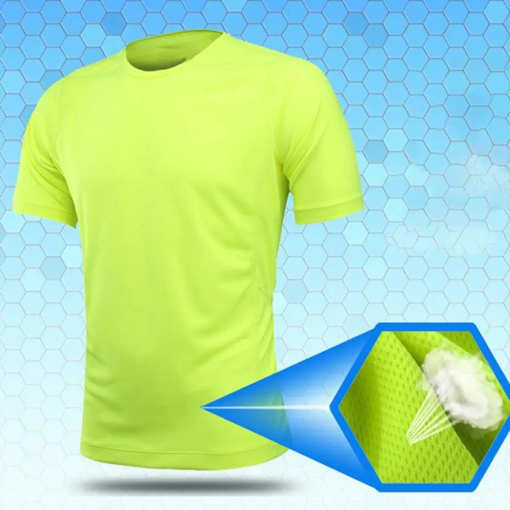 Unisex Advertising T-shirt Short Sleeve O Neck Sweat Absorption Quick Dry Soft Breathable Solid Color DIY Print Elastic Sports M