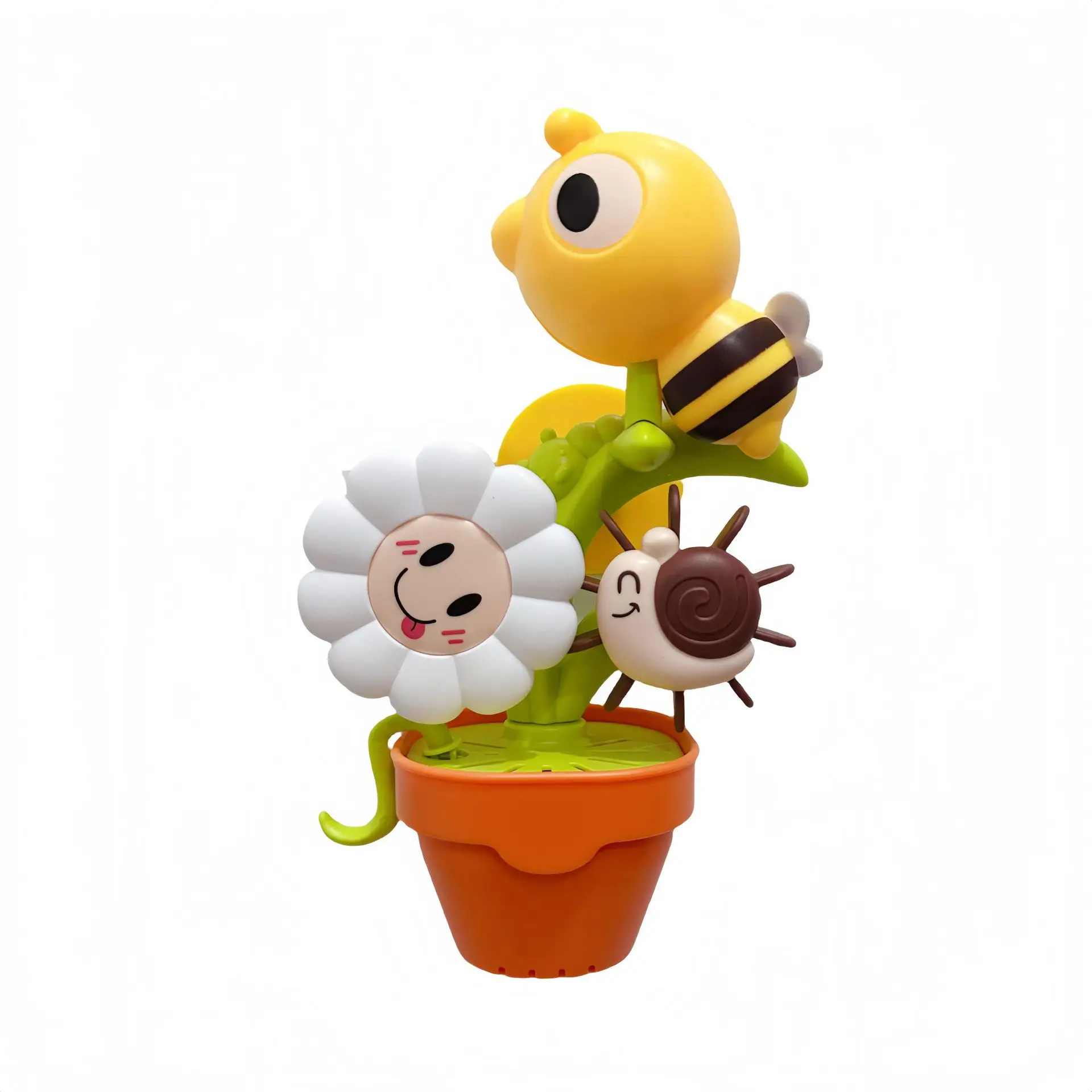 

Kids' Bathroom Water Play Toys - Bee & Potted Plant Suction Cup Spinners | Baby Bath Sprinkler Toys for Splashing Fun