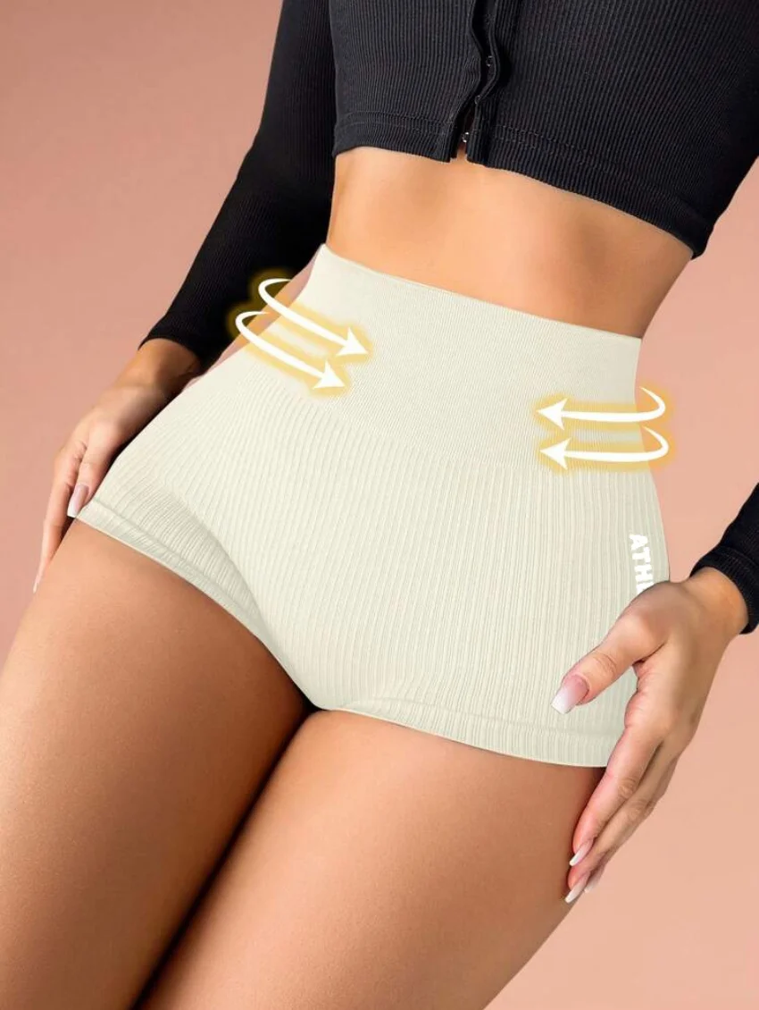 High waisted exercise, abdominal compression, tight yoga shorts, women's quick drying running, elastic peach buttocks, lifted bu - Image 3