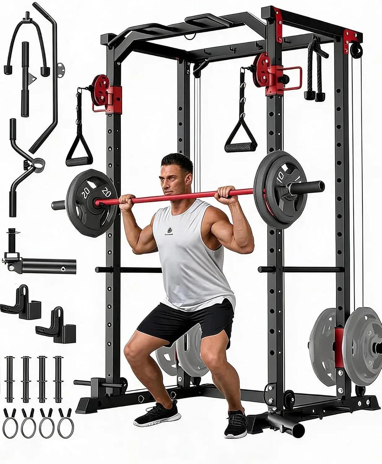 Home Gym Rack With Cables - Rak Kekuatan Multi-Fungsi untuk Gym Rumah
