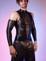 Sexy Men Hollow Out Long Sleeve T-shirt Oil Glossy Shiny Fashion Yoga Tights Stain Smooth Elastic Shapewear Cosplay Club Wear