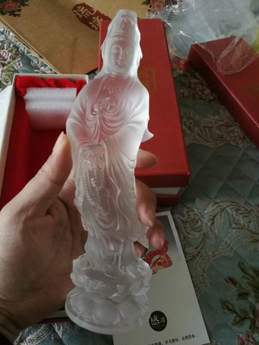20CM TALL Home family shop efficacious Protection bless Safety Health Talisman High grade Natural CRYSTAL Guanyin Buddha statue view 4