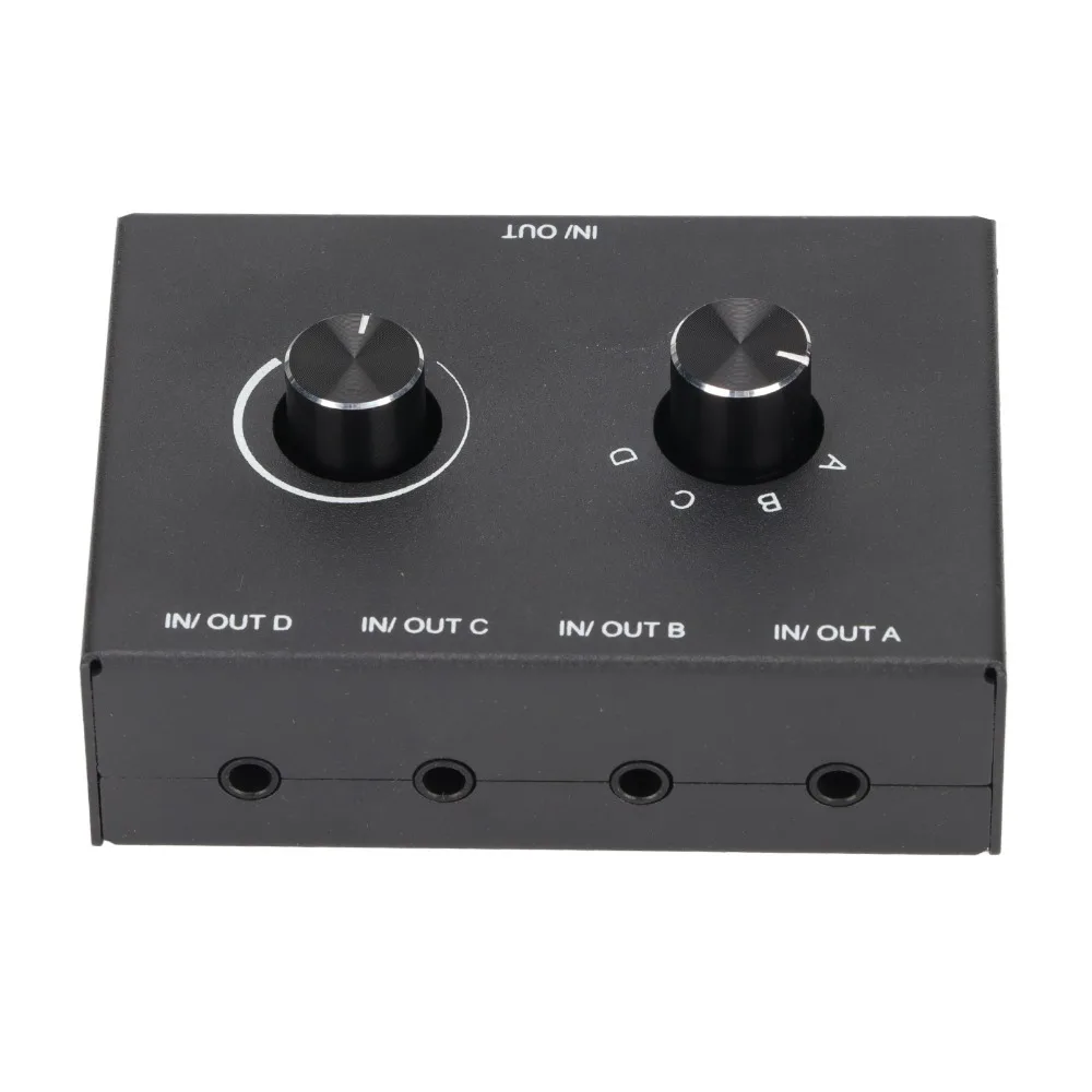 Selector 4 Ports Stereo Passive Switcher 3.5mm Stereo 1 In 4 Out 4 In 1 Out Manual Selector Splitter Box Audio Sharing