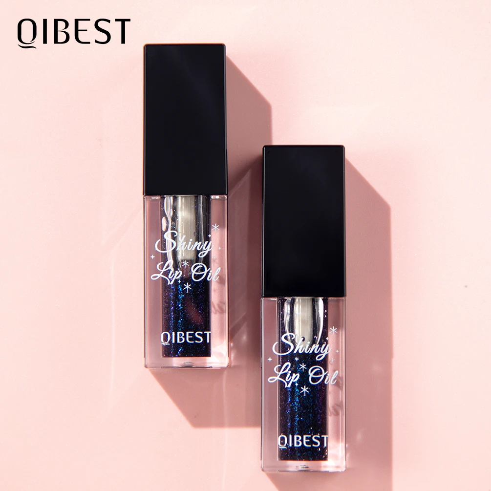 QIBEST مرآة سوداء ملمع شفاه متغير اللون أحمر شفاه مرطب لامع بلسم الشفاه زيت ممتلئ الجسم ملمع شفاه ماسي يدوم طويلاً مستحضرات تجميل