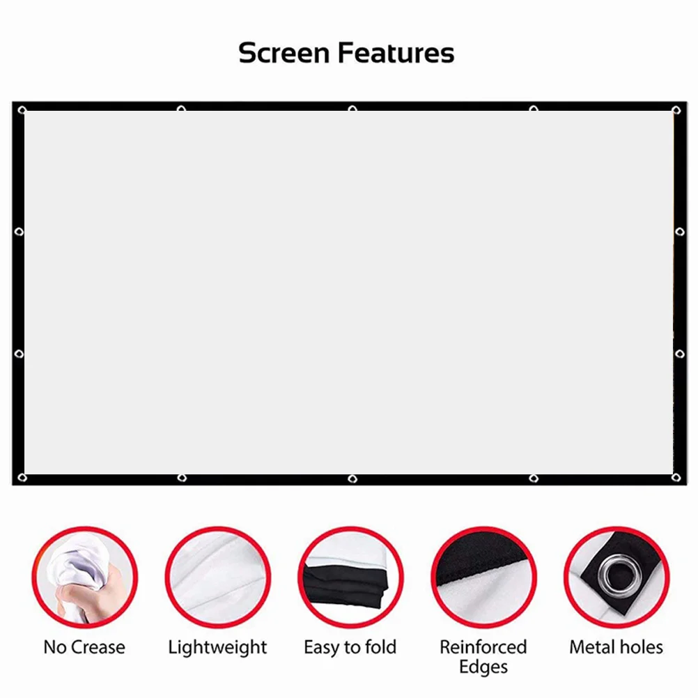 

150 Inch 16:9 Projector Screen Foldable Portable For Indoor Outdoor Office Classroom Use Durable Polyester