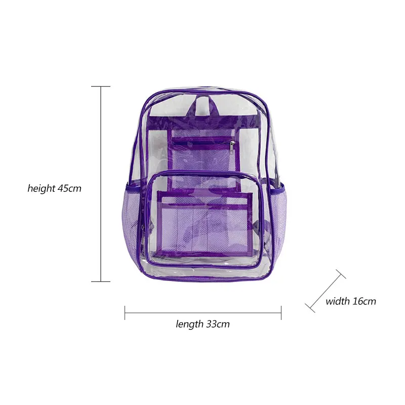 Mochila escolar impermeable transparente de gran capacidad para hombre y mujer, bolsas de libros estéticas de viaje informales para ordenador portátil, a la moda