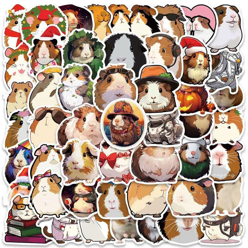 50pcs/set Waterproof Guinea Pig Stickers DIY Cute Graffiti Decals Vinyl Funny Cartoon Animal Stickers Mobile Phone