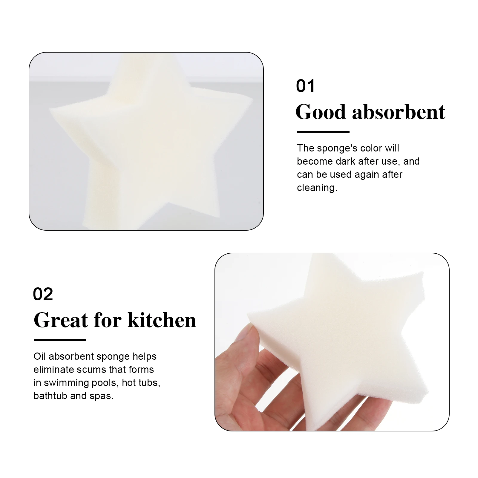 

6pcs Star Swimming Pool Oil Absorbing Bath Filters Cleaning Industrial Sponges Pond Filtering Sponges Spa Removal