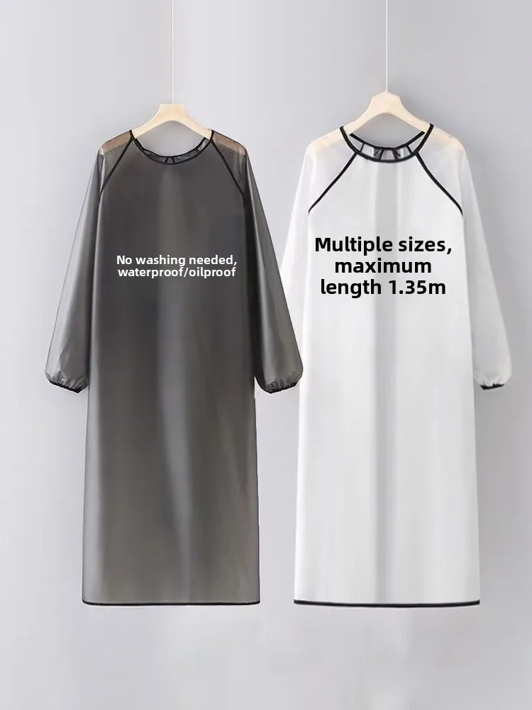 Long Sleeve TPU Waterproof Apron Unisex Kitchen Cooking Workwear for Restaurant Seafood Shop Non-Washable Extended Length