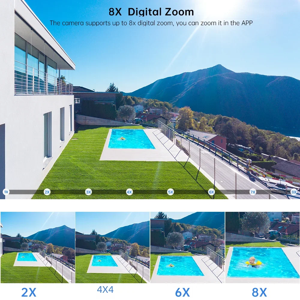 8MP Dual Lens 2.8mm -12mm 8X Zoom 4K PTZ WiFi IP Camera Outdoor AI Human Tracking CCTV Audio Home Security Surveillance Camera