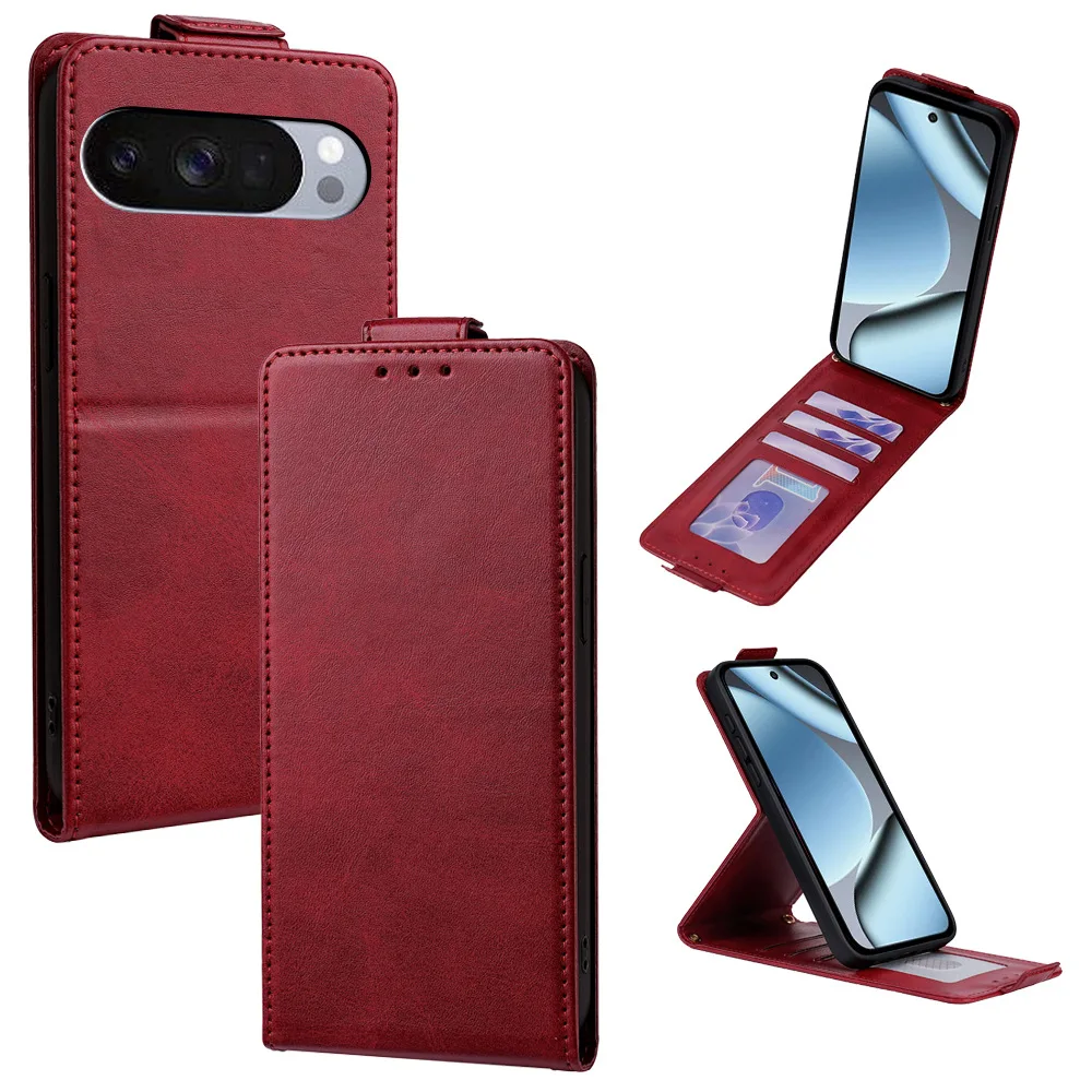 

Vertical Magnetic Flip Phone Cover for Google Pixel 9 10 Pro XL & 9 8 7 Pro & 9a 8a 7a with Built-in Wallet Card Slots