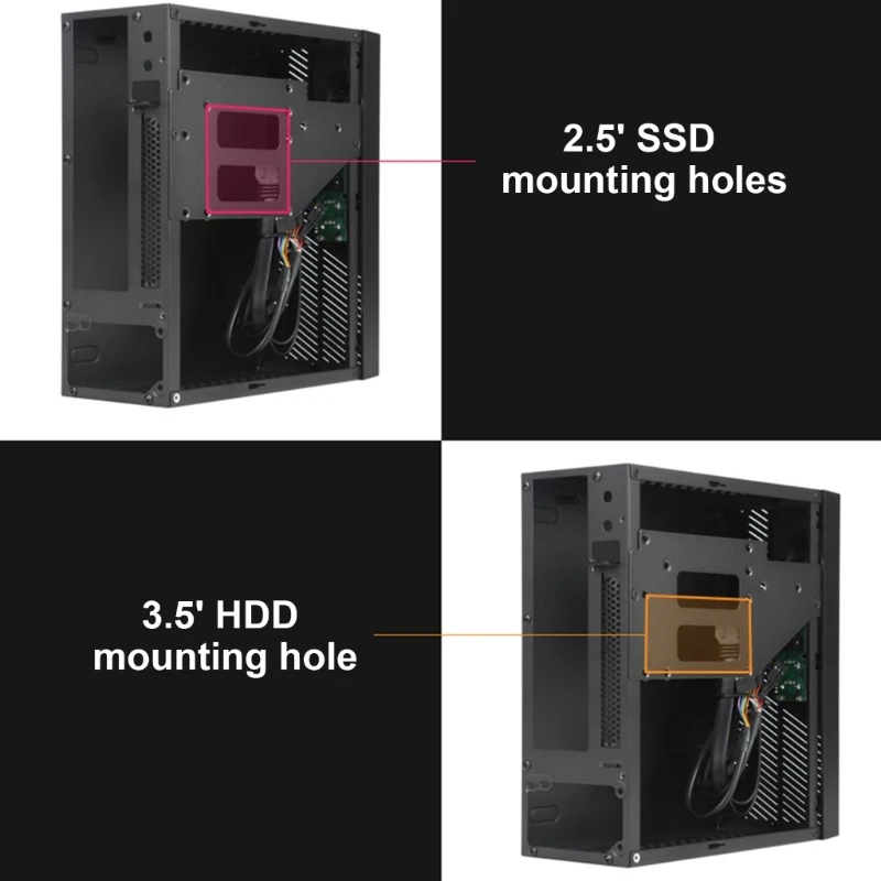 Black Mini ITX Desktop Case 4.2LCapacity Optimaled Ventilation for HTPC and Gaming Setups Computer Small Chassis