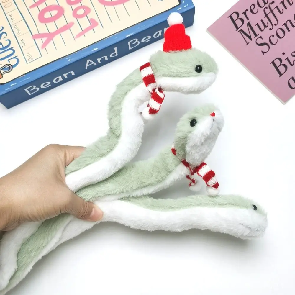 Plush Year of The Snake Plush Toy Little Snake Wrap Around Arm Snake Stuffed Plush Doll Cartoon Cute Green Snake Animal Doll