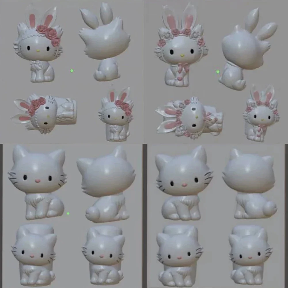 

1Pc Cartoon Kawaii Cat 3D Acrylic Nail Art Mold Decoration Diy Design Cat Flowers Silicone Nail Art Carving Mould