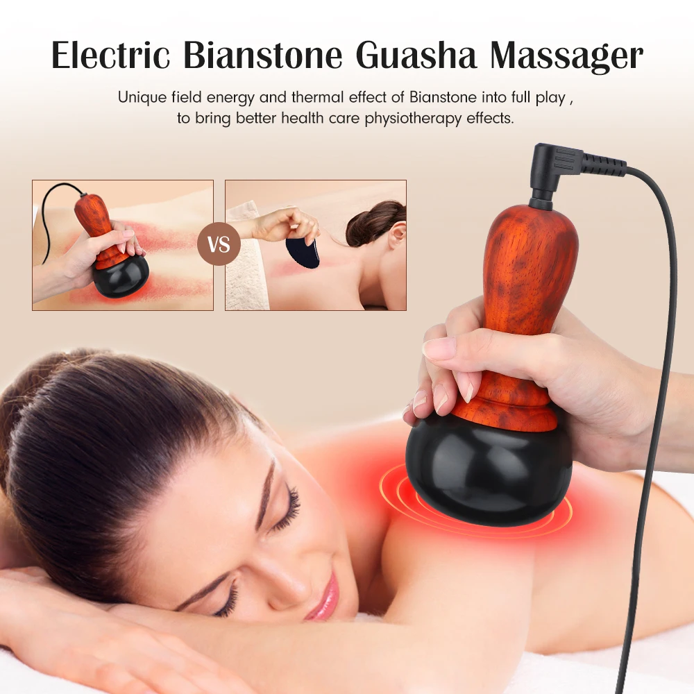 Hot Stone Gua Sha Electric Massager Neck Back Full Body Hot Compress Jade Warming Moxibustion Dredging Meridian Massage Devices