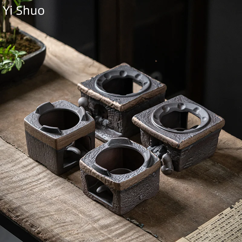 

Square Coarse Pottery Candle Tea Warmer Home Heating Base Small Stove Tea Brewing Stove Tea Warmer Accessories
