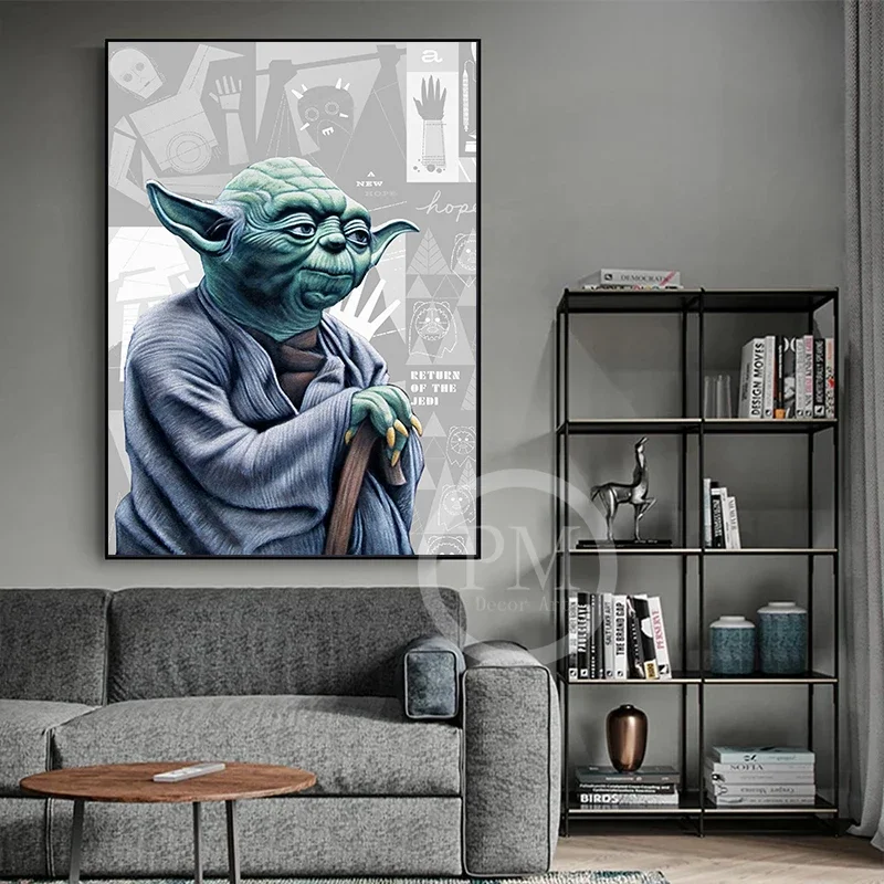 Comic Wall Art Canvas Posters Boba Fett Ben Kenobi Yoda Darth Vader Canvas Painting Disney Picture for Room Bar Decor