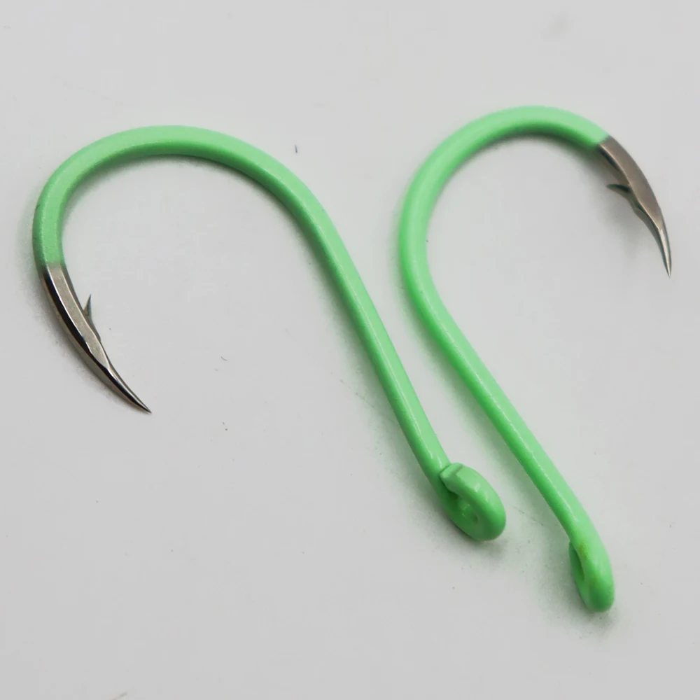 ZYZHE 12/24 Stück/Box Leuchtende Chinu-Haken aus Hochkohlenstoffstahl, Fluoreszierende Nachtangelhaken, Karpfenangelhaken, Angelzubehör – Detail 11