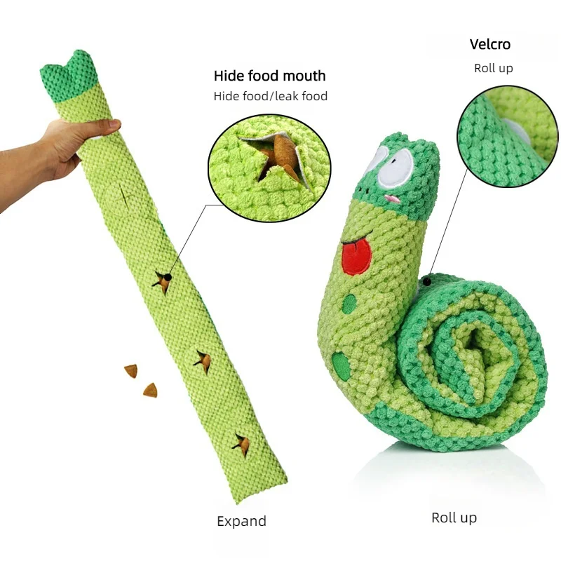 Dog Puzzle Toy Plush Sound Toys Foldable Snail Sniffing Interactive Squeak Food Molar Dog Pet Toy Supplies for Foraging Training