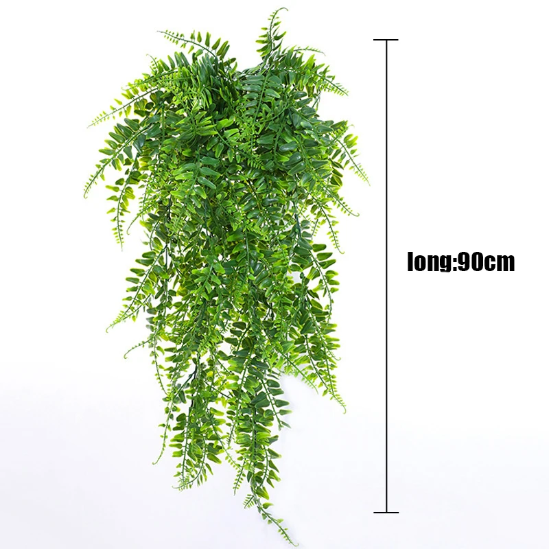 90cm Persian fern Leaves Vines Home Room Decor Hanging Artificial Plant Plastic Leaf Grass Wedding Party Wall Balcony Decoration image 6