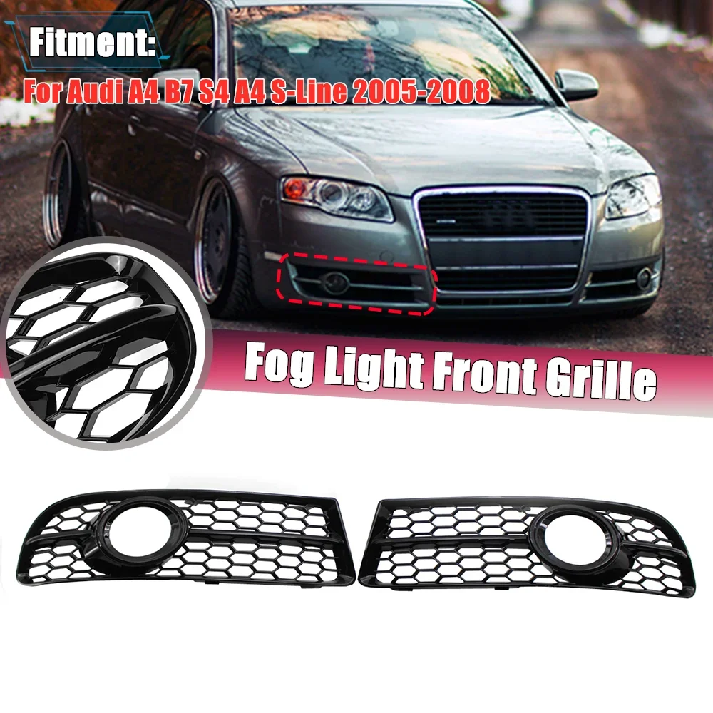 

1 Pair Front Fog Light Grille Cover Lower Honeycomb Fog Lamp Grill For Audi A4 B7 S4 A4 S-Line 2005-2008 8E0807681F 8E0807682F