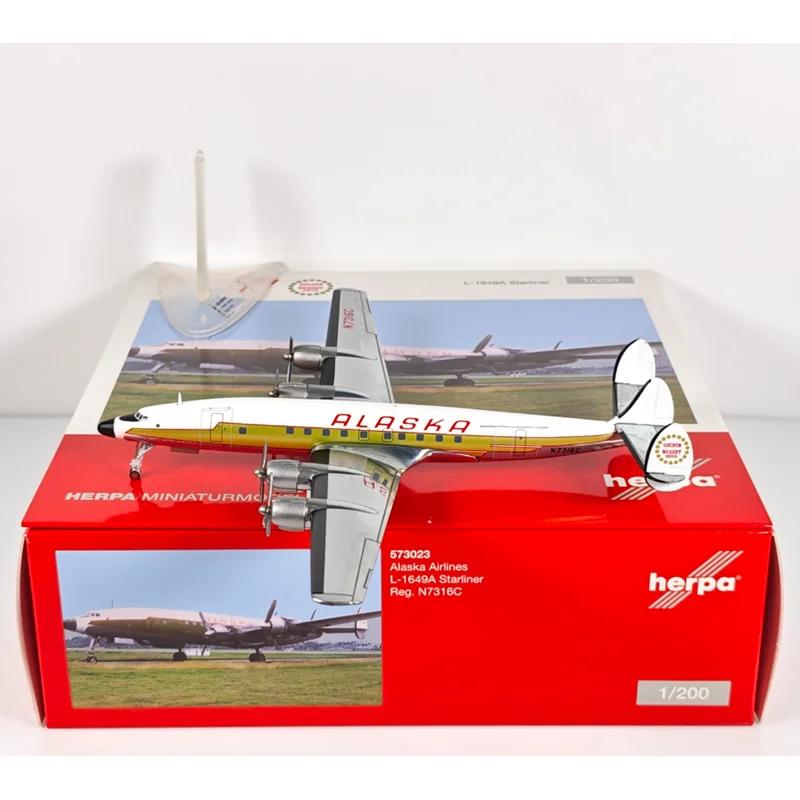 

Herpa Diecast 1/200 Scale Alaska Airlines L-1649A N7316C Alloy Aircraft Model Collectible Decorative Ornament