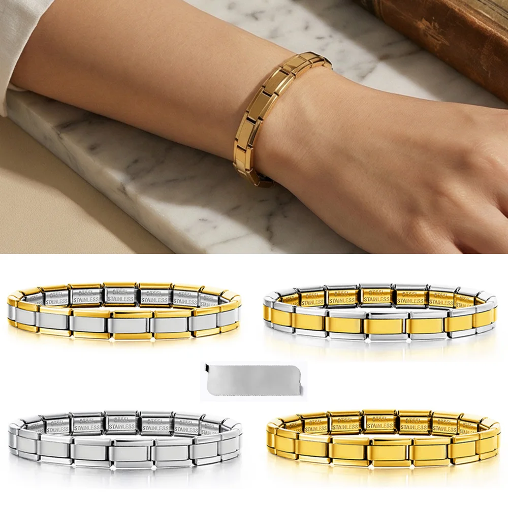 Bracelet italien à maillons étroits, version fond de gamme, compatible avec les breloques en acier inoxydable de 7 mm, pour la création de bijoux DIY, cadeaux de mode pour femmes et hommes