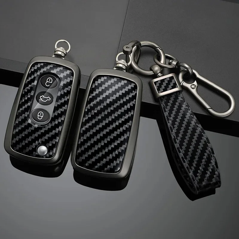 Carbon FiberTexured Car Key Case Cover for VW Volkswagen Phaeton Bentley Bentayga Continental GT Flying Spur Mulsanne  Accessory