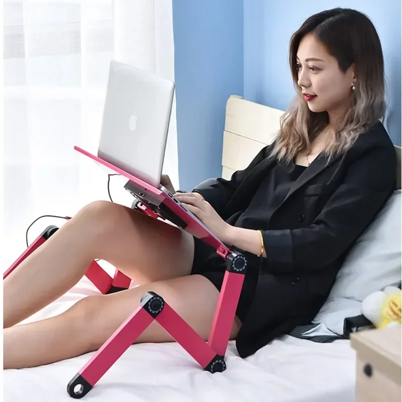 Folding Laptop Table for Bed Office Lazy Computer Desk Telescopic Mobile Stand Ideal for Students Lying Flat