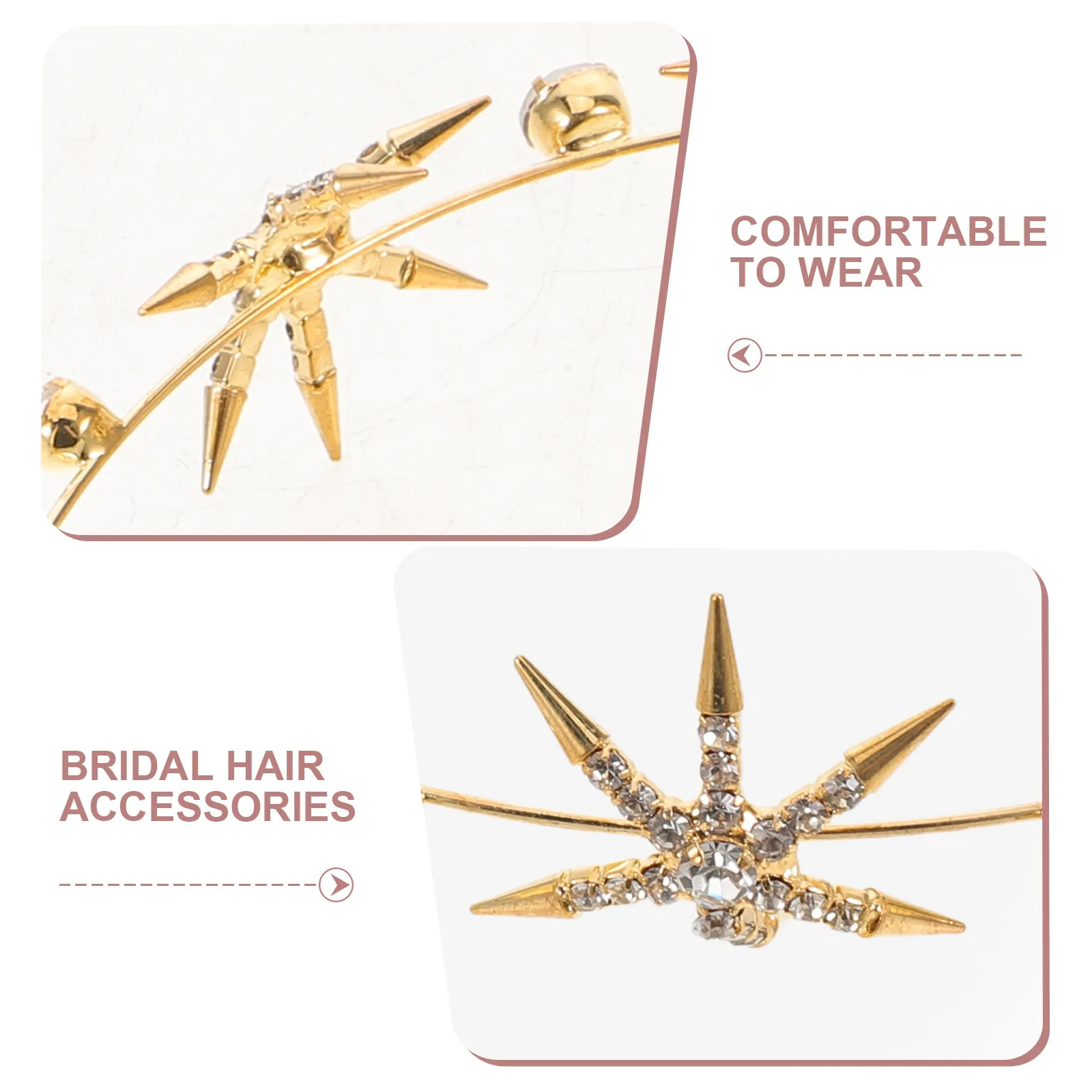 Gold Star Hairband Bridal Rhinestone Headpiece Elegant Wedding Hair Clip Five-Pointed Star Bride Hair Jewelry Party Formal