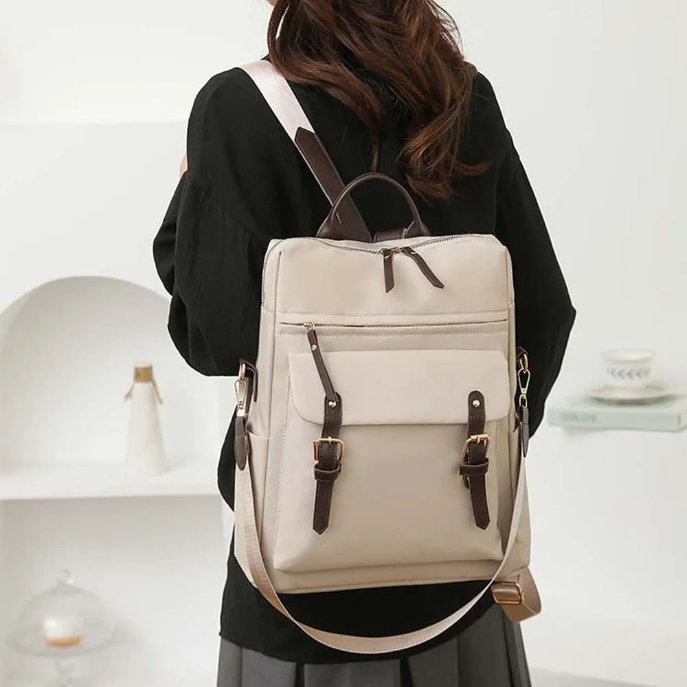 

Elegant Soft Nylon Backpack Multi-pockets Magnetic Buckle Large Capacity School Bag Anti-splash Water Crossbody Pouch