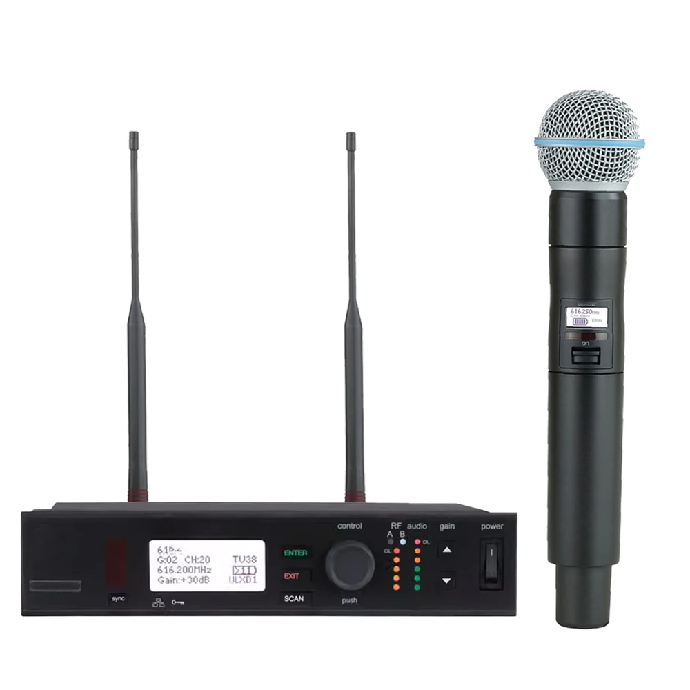 ULXDB58 ULXD24 wireless microphone system ULXD4-58 with BETA58 beta58a microphone  suitable for QLXD4 karaoke
