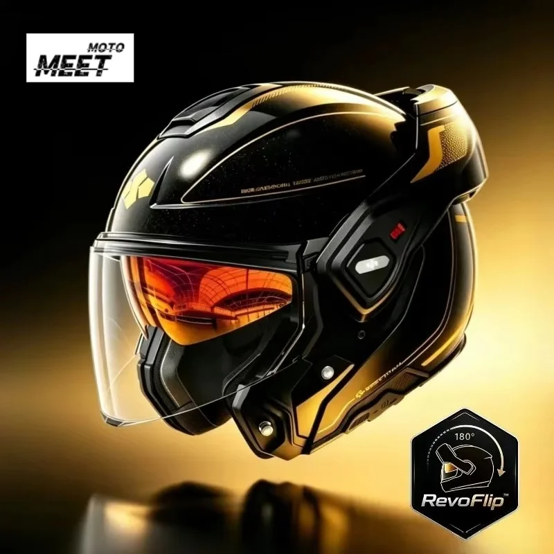 180° Rear‑Rotating Modular Motorcycle Helmet, Photochromic Dual Visor, ECE DOT Approved Flip‑Up Helmet for Men & Women