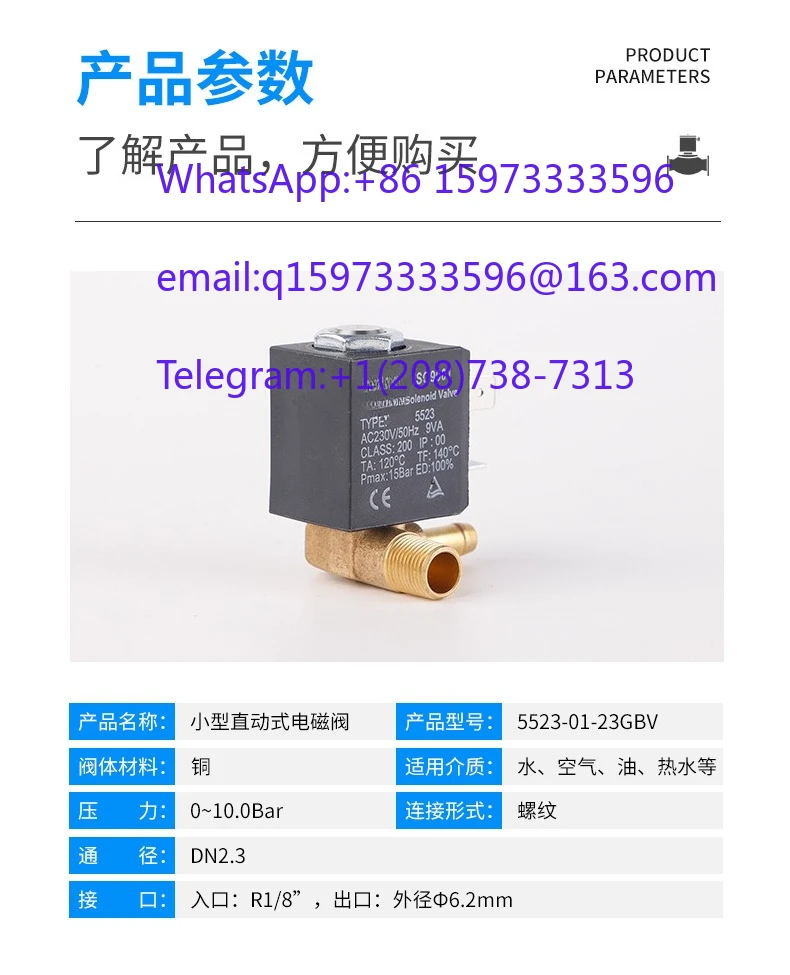 5523 steam ironing machine solenoid valve, right angle micro valve, gas heater valve