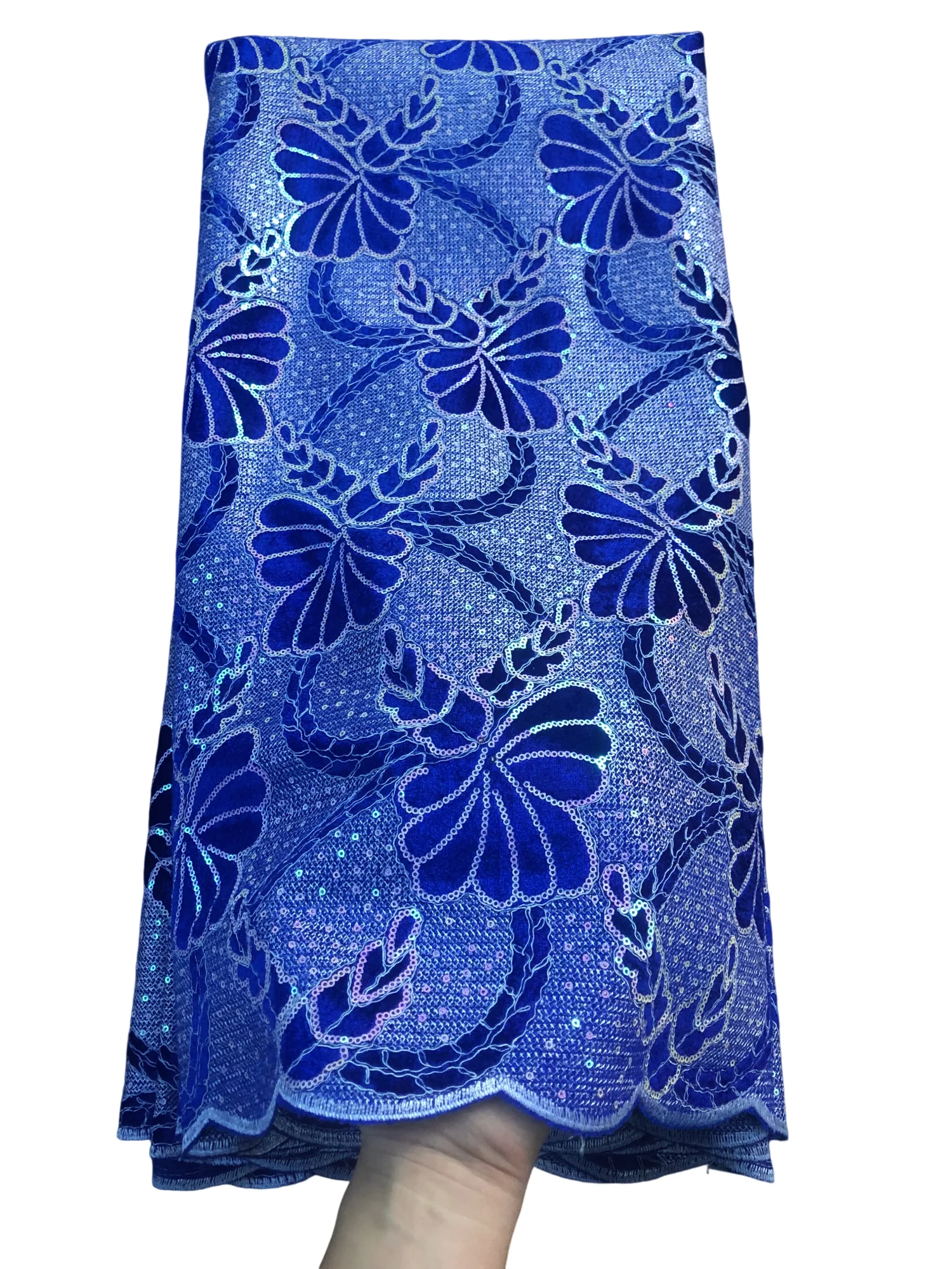 

African Velvet Lace Fabrics 2025 High Quality Sequins Embroidery French Nigerian Rope Embroidery Lace Fabric For Wedding Sewing